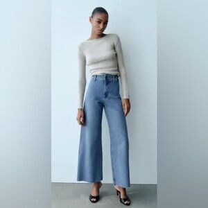Zara Wide Leg Sailor Marine Jeans 8